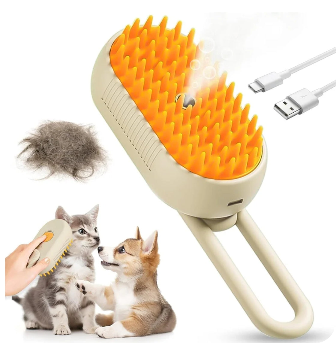 3 in 1 Pet Hair Removal (Steam Comb), Perfect for Both Cats & Dogs
