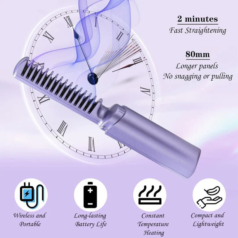 2 in 1 Rechargeable Hair Straightener + Comb