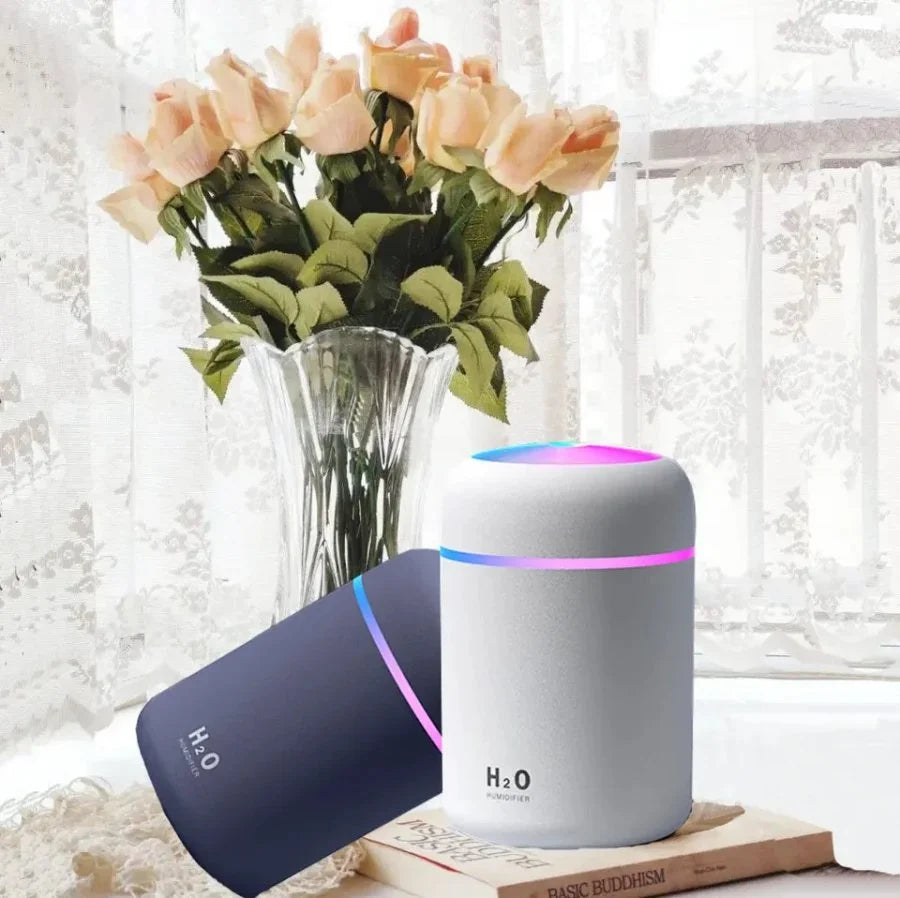 Humidifiers With Colorful Light For Room, Bedroom, Office, Car (Gray), 300 ML