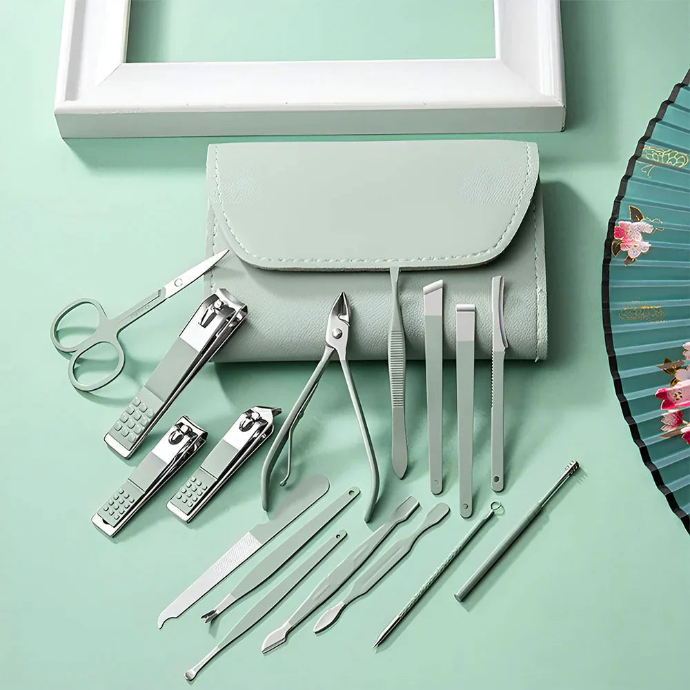 Portable Steel Nail Care Set (16 in 1 ) Premium Pedicure Set
